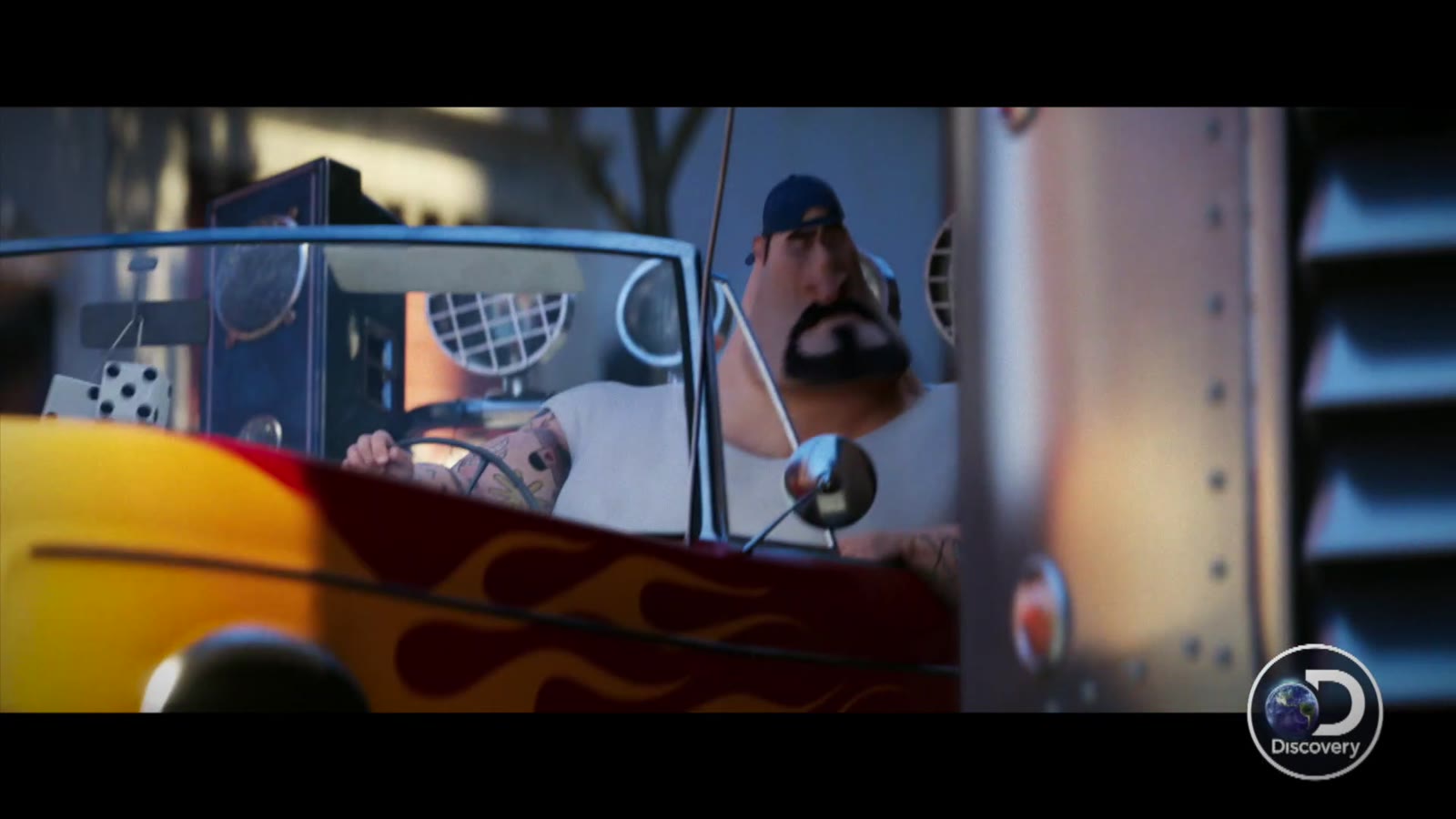 Gru’s car on a city street